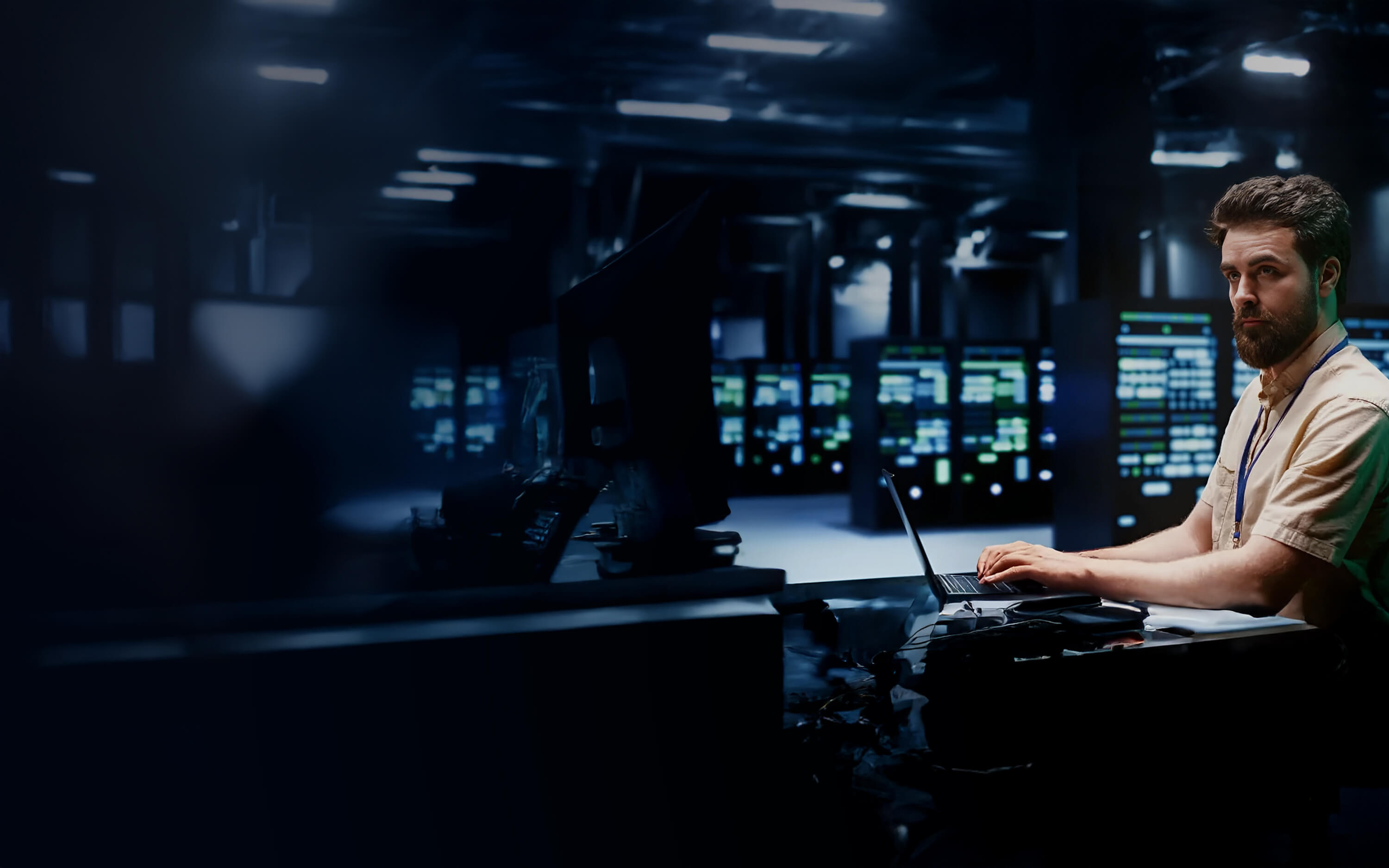 Man working in a Data Centre