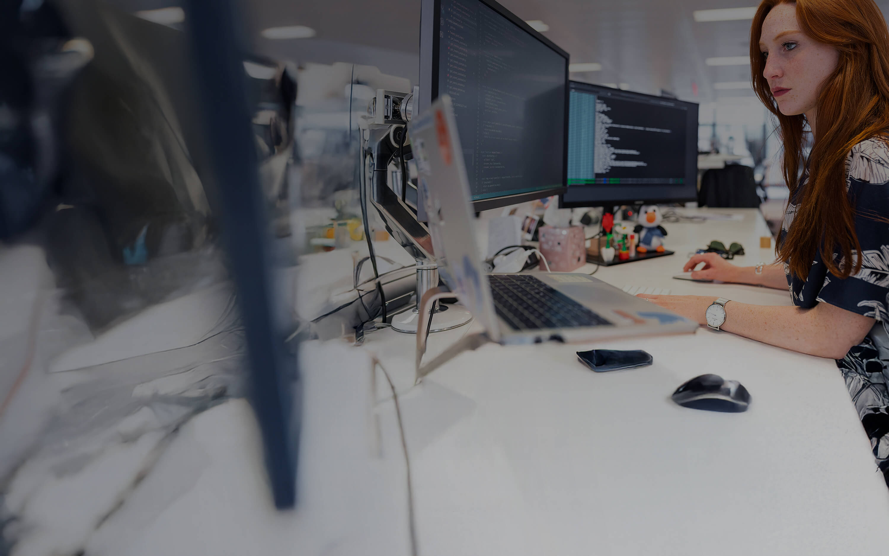 Woman working at her desk