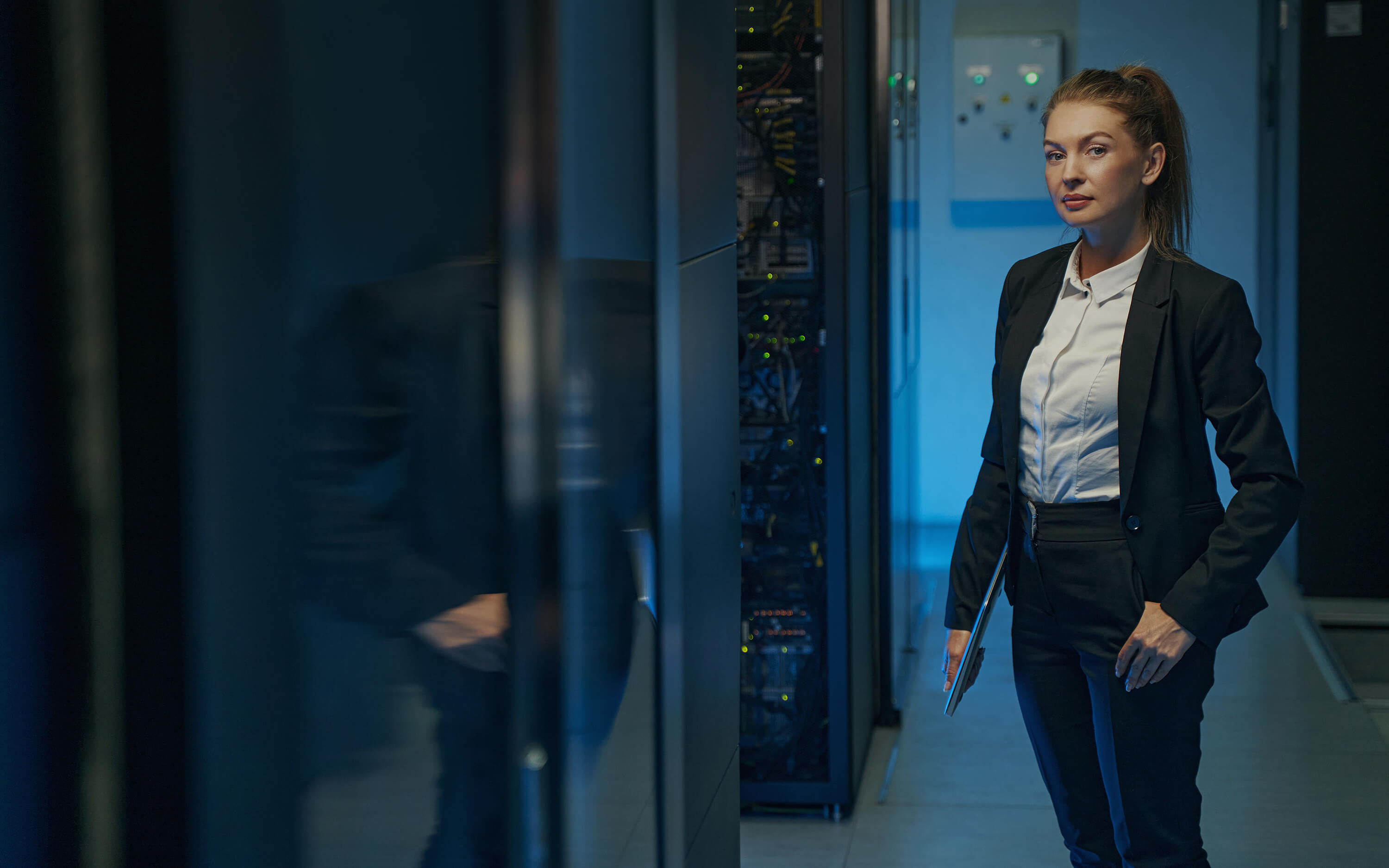 Woman in a server room